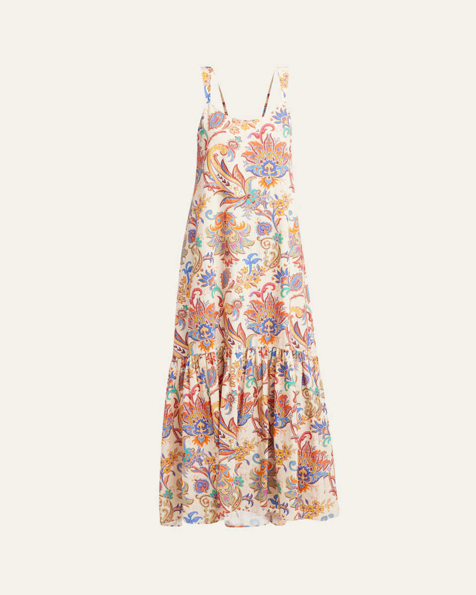 Paisley-Print Sleeveless Maxi Dress